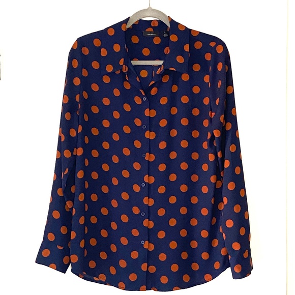 Halogen Tops - Halogen Polka Dot Long Sleeve Blouse Size Medium